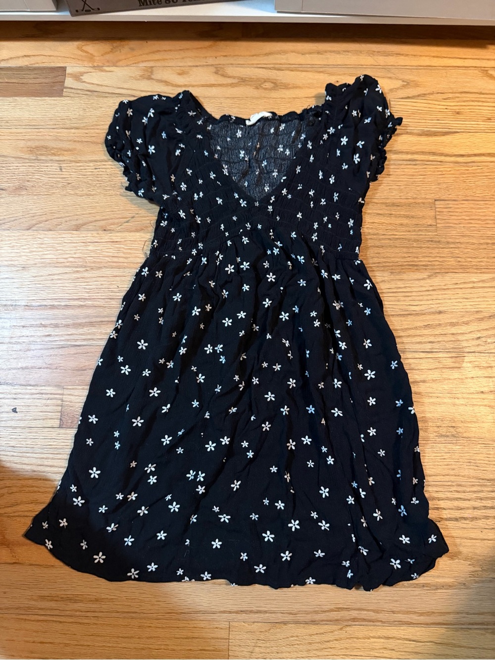 La Hearts Black Dress with White Floral Print